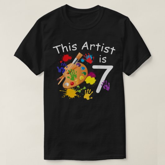 T-shirt Peinture Art vieux de 7 ans Anniversaire fête 7e P (Design devant)