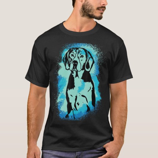 T-shirt Peinture beagle bleu Design Chien Maman Papa_1 (Devant)