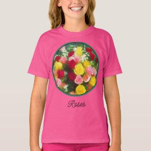 T-shirt Peinture Bouquet Rose - Joli Art Fleur Original T