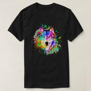 T-shirt Peinture colorée Splash Wolf Art