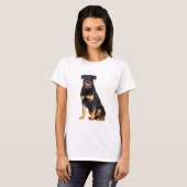 T-shirt Peinture d'aquarelle de chien Rottweiler (Devant entier)