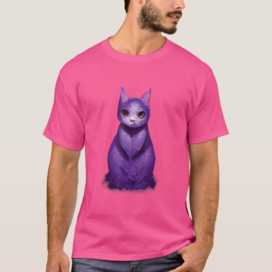 T-shirt Peinture d'aquarelle pourpre assise de chat pour c (Devant)
