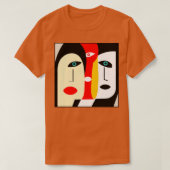 T-shirt peinture d'art moderne abstrait 3 visages femme (Design devant)