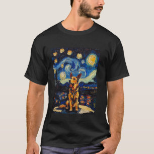 T-shirt Peinture d'art moderne Van Gogh Nuit étoilée Berge