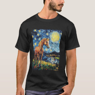 T-shirt Peinture d'art moderne Van Gogh Nuit étoilée Cheva