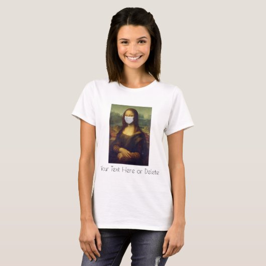 T-shirt Peinture d'art Mona Lisa avec masque facial (Devant entier)