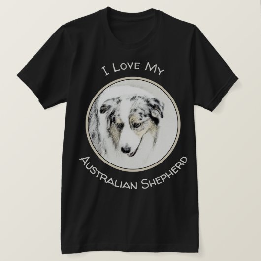 T-shirt Peinture de berger australien - Art original de ch (Design devant)