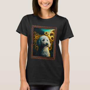 T-shirt Peinture de caniche Fleur de tournesol Maman Femme