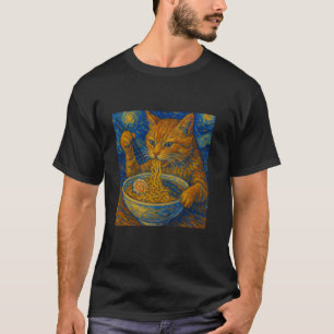 T-shirt Peinture de chat de Van Gogh Ramen Noodles artisti
