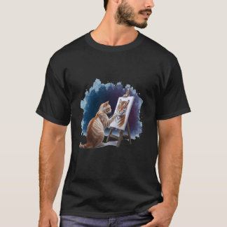 T-shirt Peinture de chat lion artistique amateur d'animaux