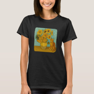 T-shirt Peinture de chat tournesols drôle artiste célèbre
