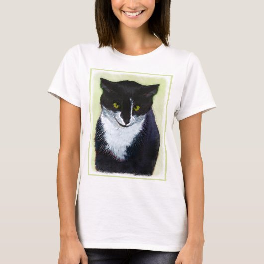 T-shirt Peinture de chat Tuxedo - Cute Original Cat Art (Devant)