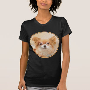 T-shirt Peinture de Chien Chihuahua à Poils Longs Art Orig