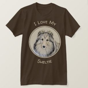 T-shirt Peinture de chien de berger de Shetland - art