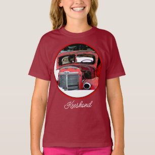 T-shirt Peinture de chien de Noël de vieux camion Keeshond