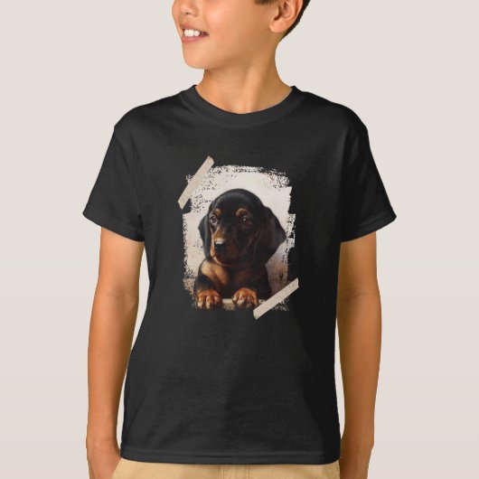 T-shirt Peinture de chiot de Dachshund (Devant)
