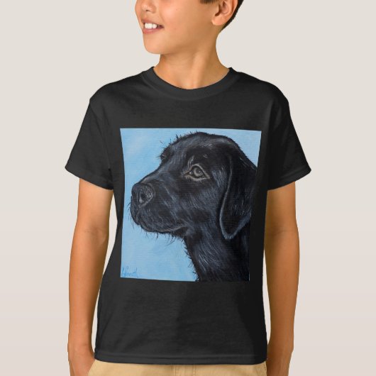 T-shirt Peinture de chiot du Labrador noir (Devant)