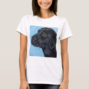T-shirt Peinture de chiot du Labrador noir