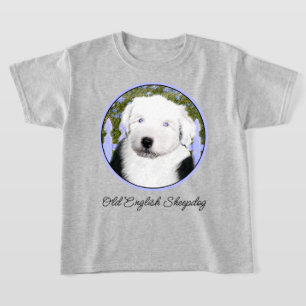 T-shirt Peinture de chiot Old English Sheepdog - Art canin