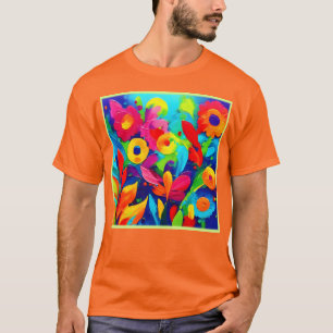 T-shirt Peinture de fantaisie florale vibrante