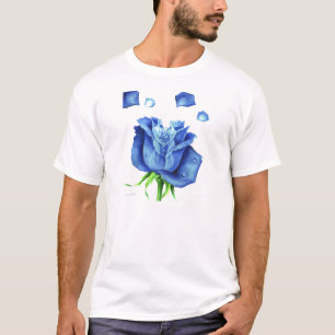 T-shirt Peinture de fleur de rose de bleu - multi