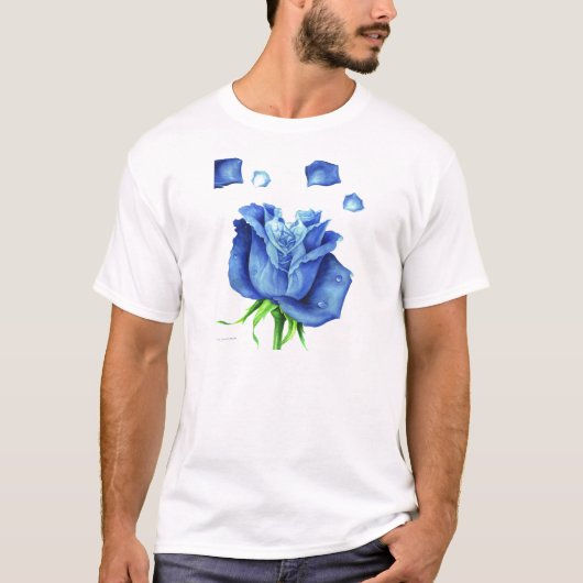 T-shirt Peinture de fleur de rose de bleu - multi (Devant)