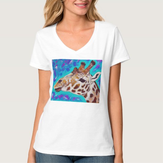 T-shirt Peinture de girafe colorée (Devant)