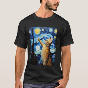 T-shirt Peinture de la nuit étoilée au chat orange abyssin