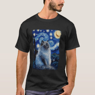 T-shirt Peinture de la nuit étoilée du chat himalayen