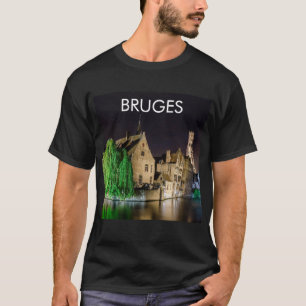 T-shirt Peinture de la vieille ville de Bruges et tour du