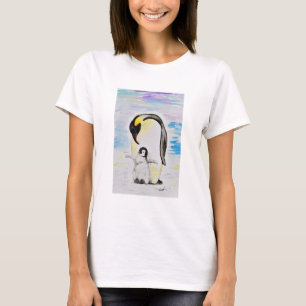 T-shirt Peinture de l'empereur Penguin et de l'aquarelle d