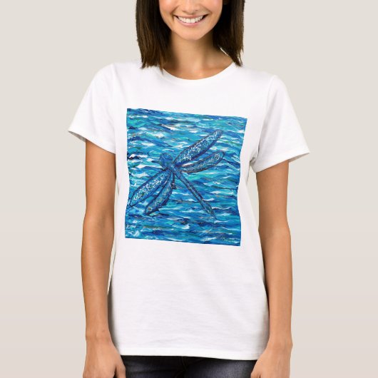 T-shirt Peinture de libellules bleues (Devant)