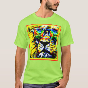 T-shirt Peinture de Lion avec lunettes Arc-en-ciel. Comman