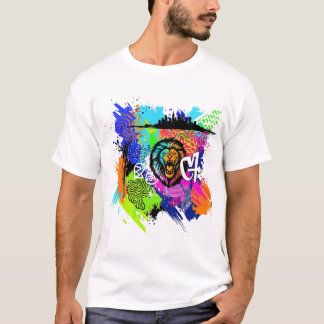 T-shirt Peinture de lion majestueux – Illustration colorée