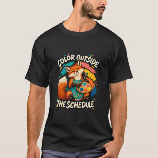 T-shirt Peinture de renard de couleur en dehors de l'horai