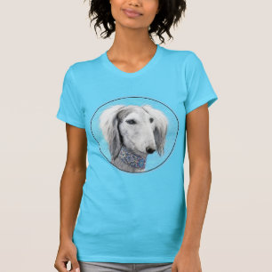 T-shirt Peinture de Saluki (Argent) - Joli art original de