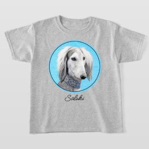 T-shirt Peinture de Saluki (Argent) - Joli art original de
