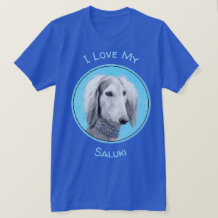 T-shirt Peinture de Saluki (Argent) - Joli art original de