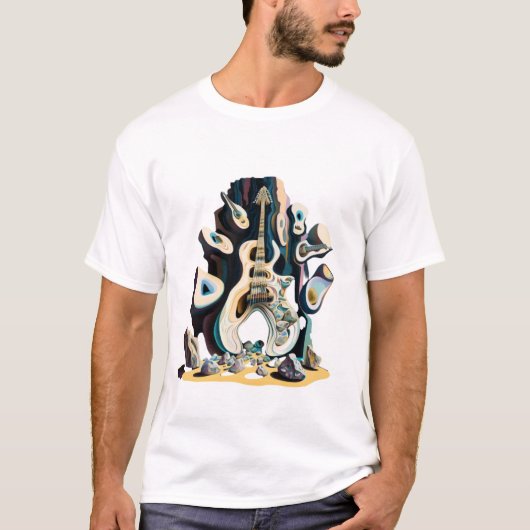 T-shirt Peinture de style Antonio Gaudi, musique rock (Devant)