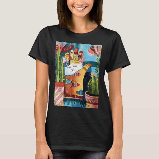 T-shirt Peinture de talisman de chat Hamsa (Devant)
