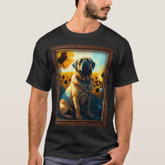 T-shirt Peinture de tournesol Mastiff anglais Chien adorab