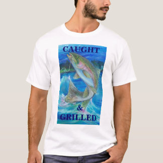 T-shirt Peinture de truite arc-en-ciel, attrapée et  