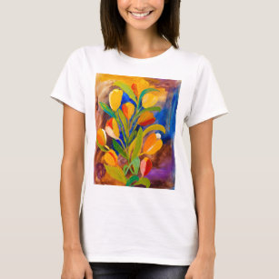 T-shirt Peinture de tulipes en acrylique