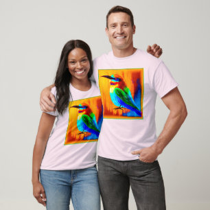 T-shirt Peinture d'oiseaux arc-en-ciel dynamique et joyeux