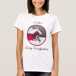 T-shirt Peinture Downy Woodpecker - Art original pour oise