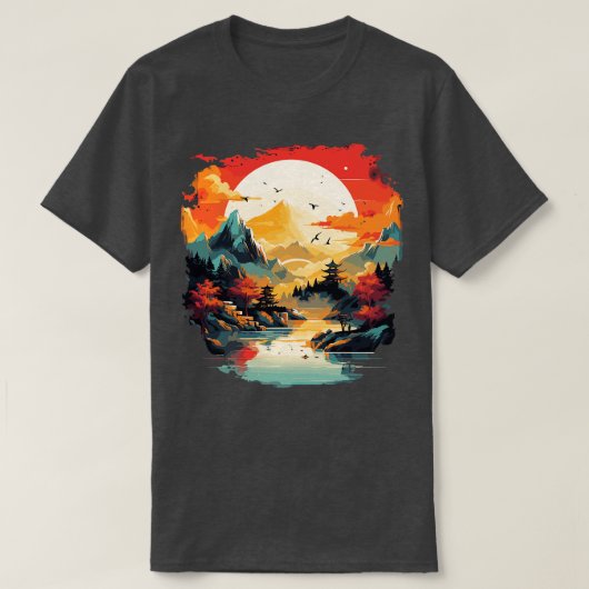 T-shirt Peinture Du Paysage Asiatique (Design devant)