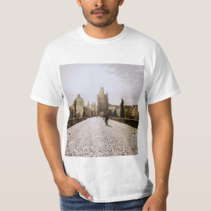 T-shirt Peinture du pont Charles à Prague au lever du sole