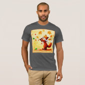 T-shirt Peinture d'un heureux Renard Rouge chantant. Comma (Devant entier)