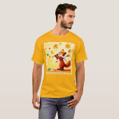 T-shirt Peinture d'un heureux Renard Rouge chantant. Comma (Devant entier)