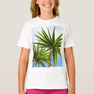 T-shirt Peinture Effet Photo de Feuilles de Palmier Yucca